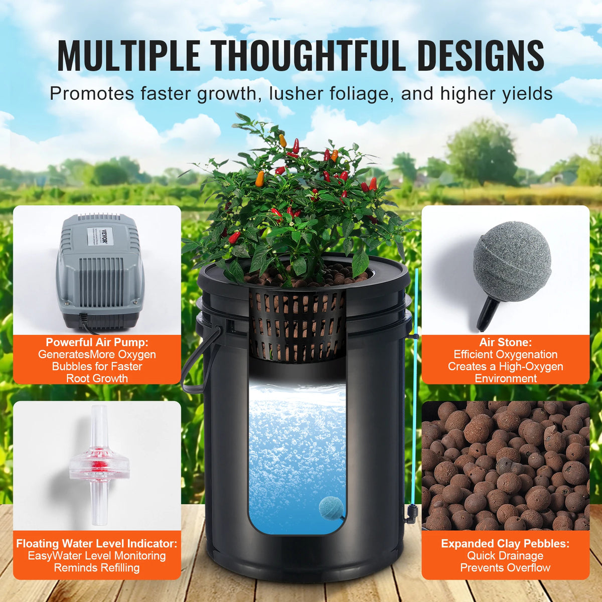 SucceBuy DWC Hydroponic Grow System With Drip Kit Air Pump