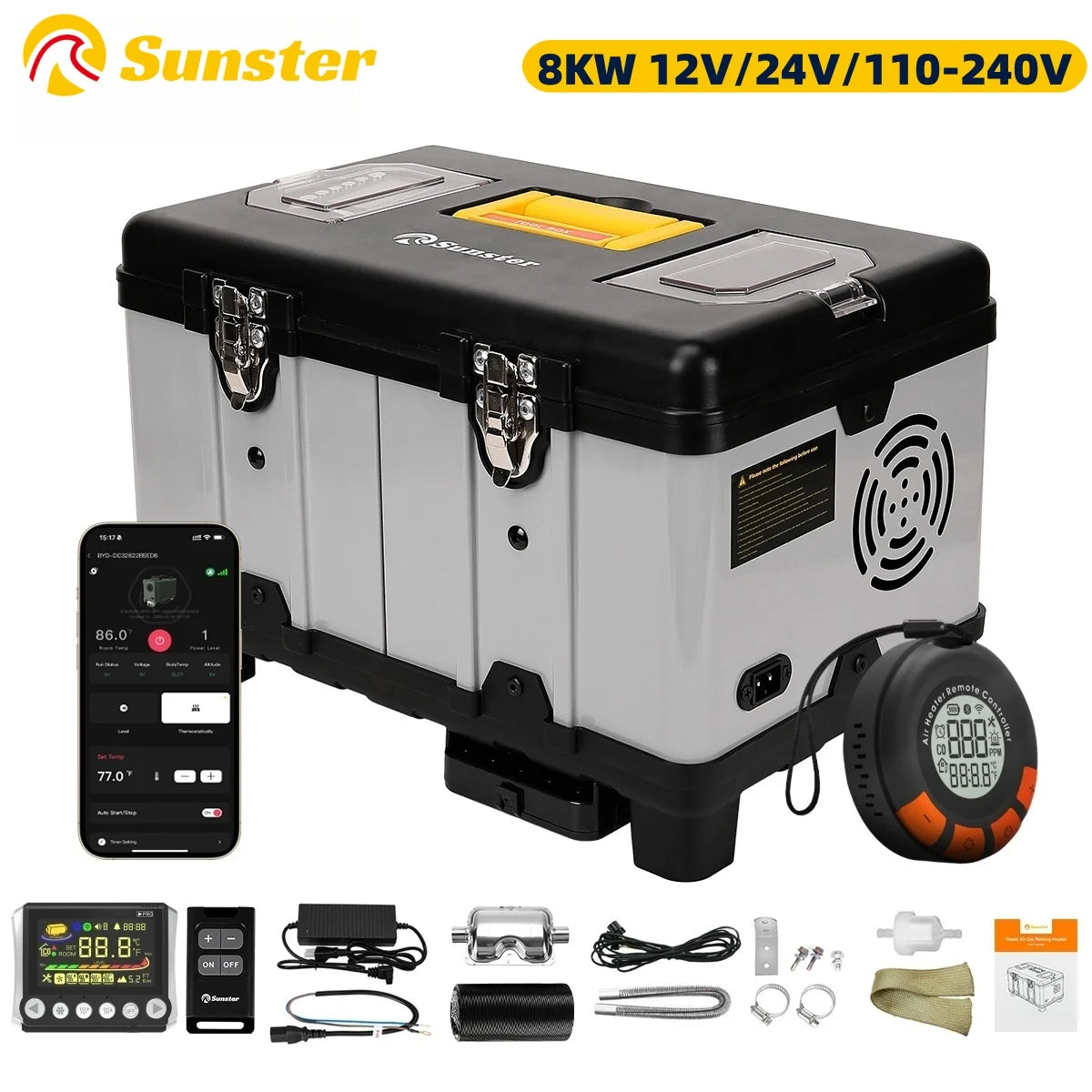 8KW TB10PRO Diesel Auxiliary Heater 110-220V AC 12/24V DC With High-Altitude Mode & Ventilation Mode Ultra Quiet For RVS Camping