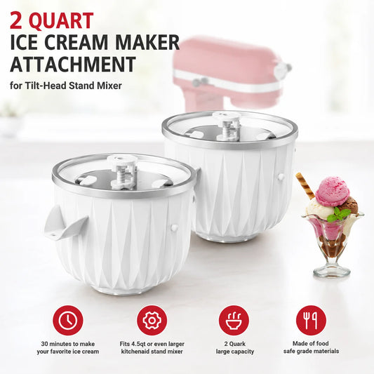 KitchenAid Compatible Ice Cream Maker Attachment For Mixer