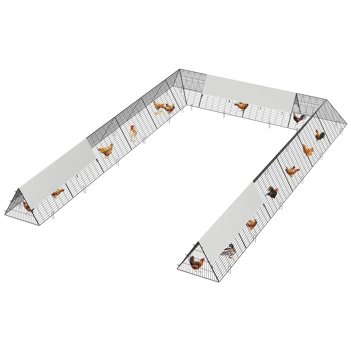 DishyKooker Metal Outdoor Chicken Run With Weather Resistant Cover