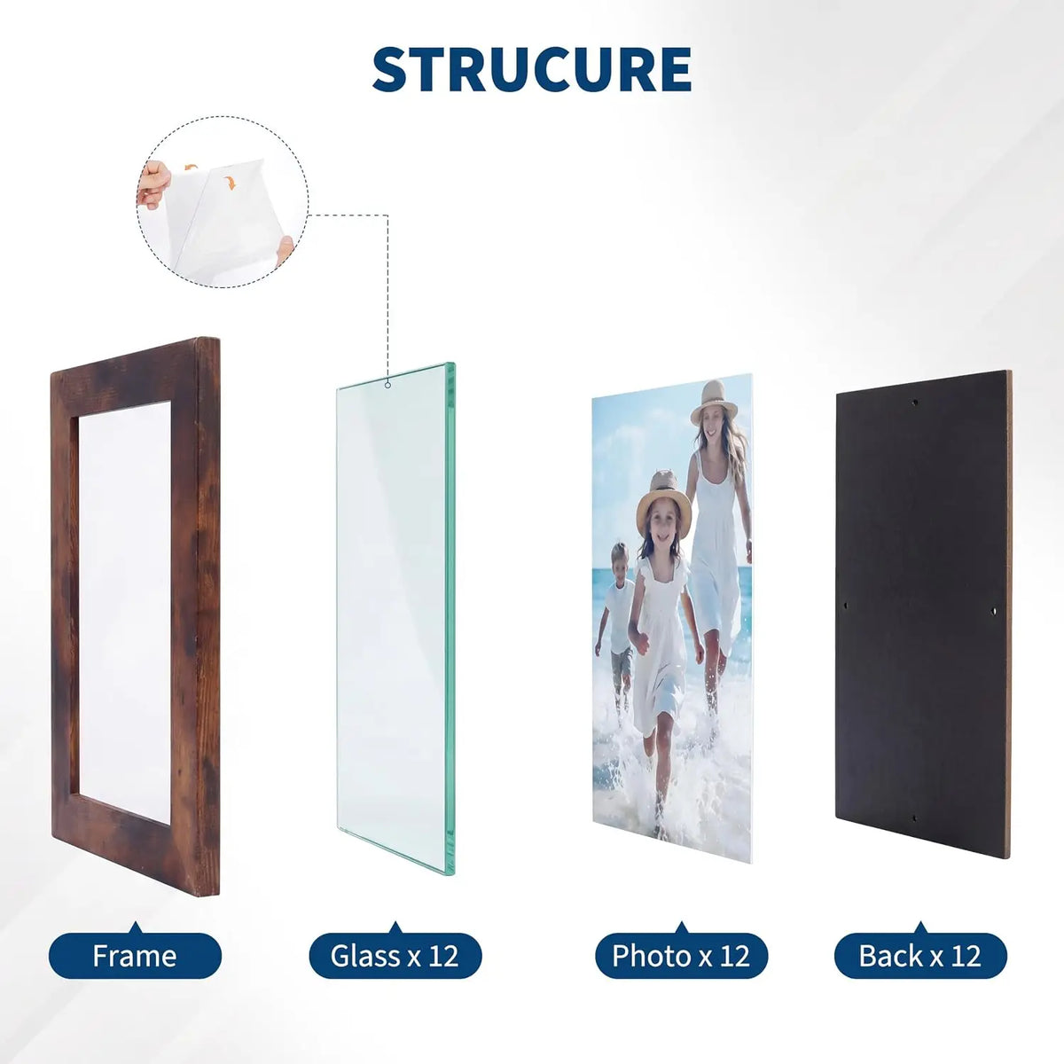 12pcs/set Collage Picture Frame Wall Decor Set 4x6 Inch Home Living Room Wall Hanging Photo Frames Multi-Photo Display