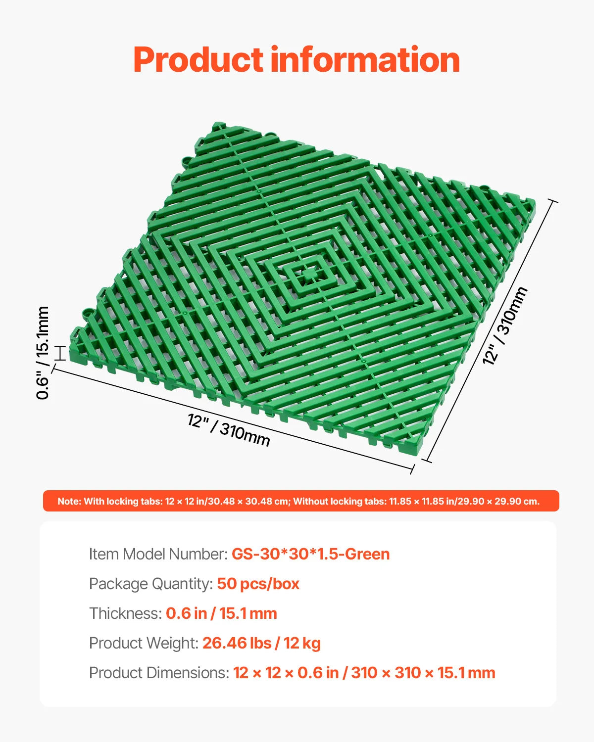 SucceBuy Interlocking Non-Slip Drainage Floor Mat Tiles