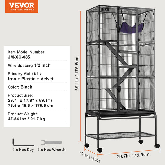 SucceBuy Rolling Four Tier Metal Ferret Cage For Small Pets