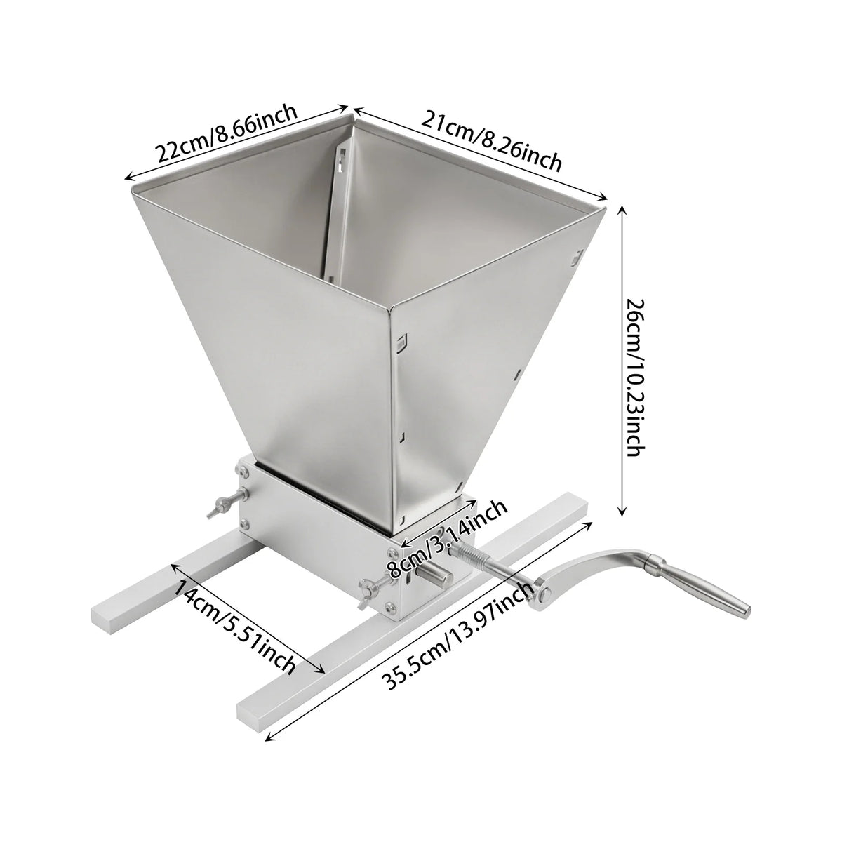 Stainless Steel Manual Grain Mill With Adjustable Rollers For Brewing