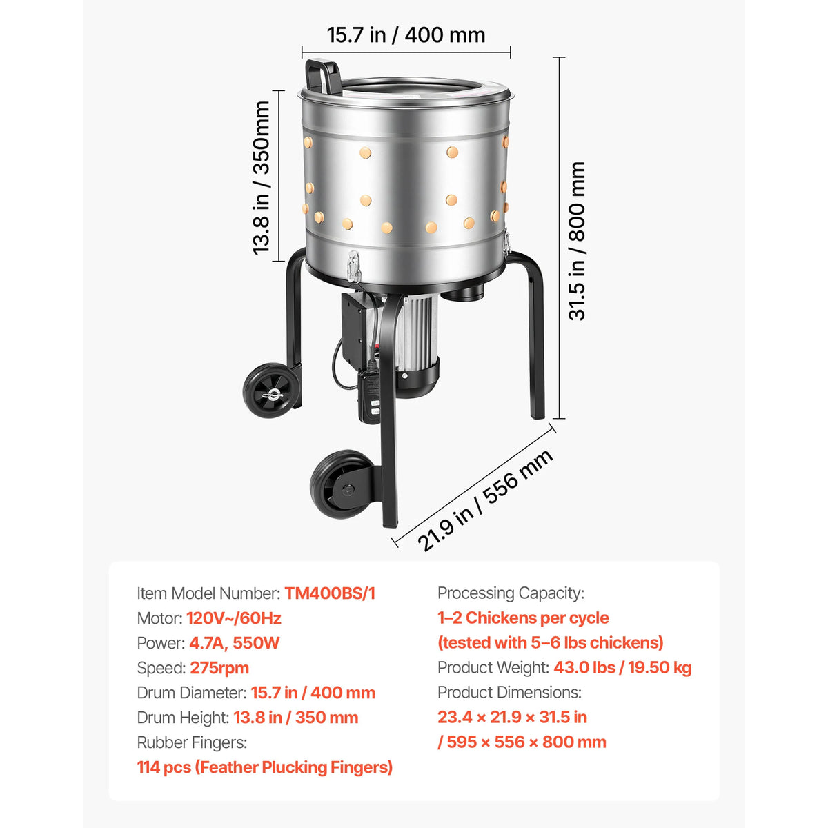 SucceBuy Automatic Chicken Plucker Machine With Soft Rubber Drum