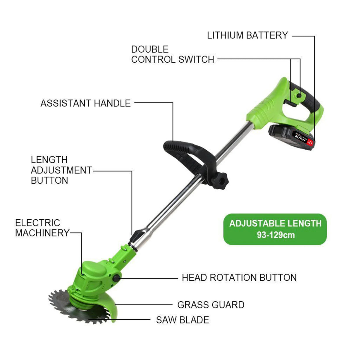 Brushless Telescopic 2 In 1 Cordless Lawn Mower Trimmer