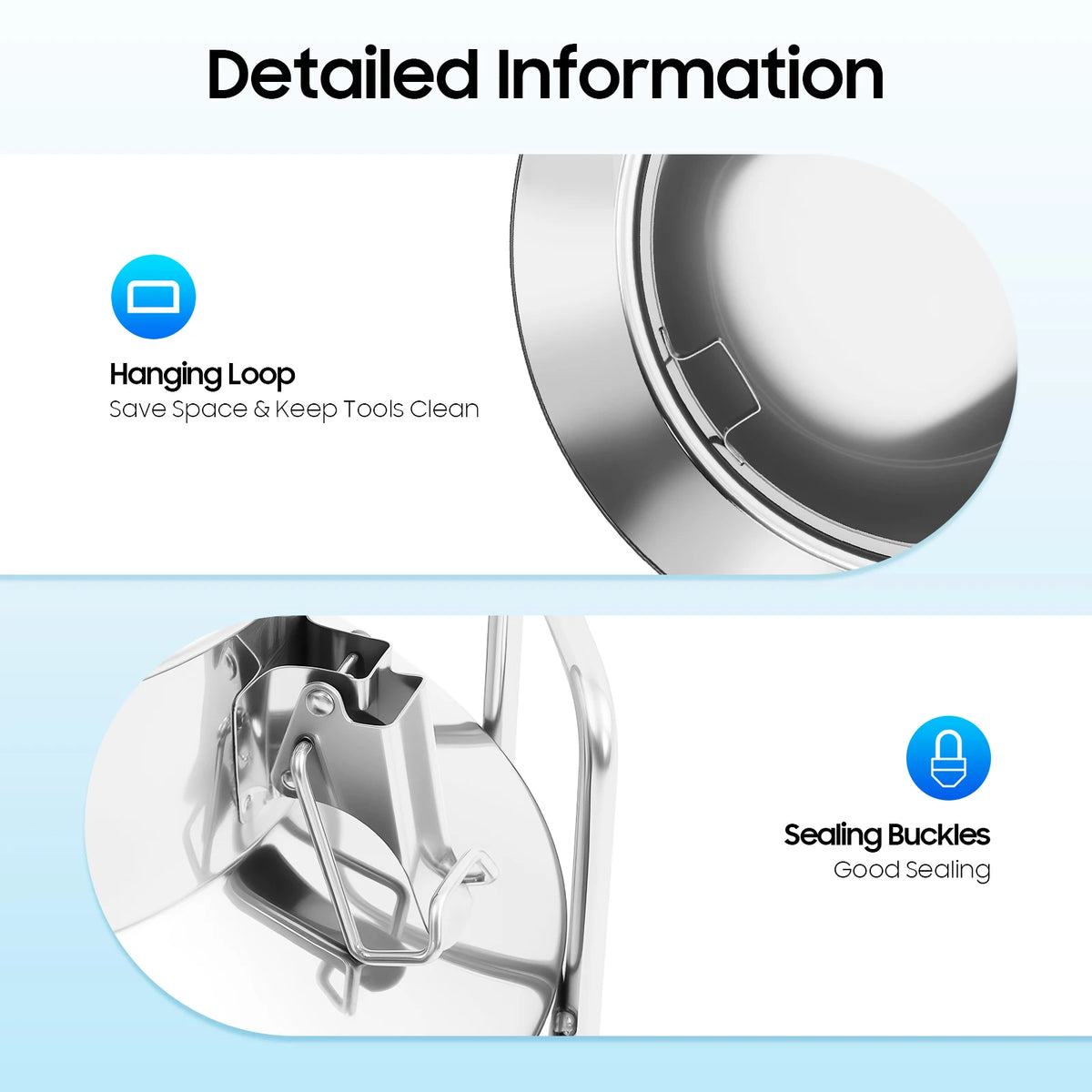 Bymaocar Stainless Steel Milk Container With 3 Secure Locking Lids