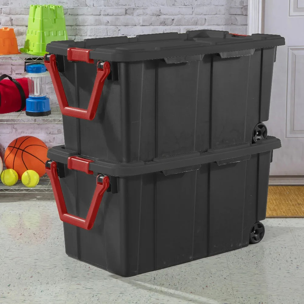 Sterilite Heavy Duty Industrial Wheeled Storage Tote With Handle