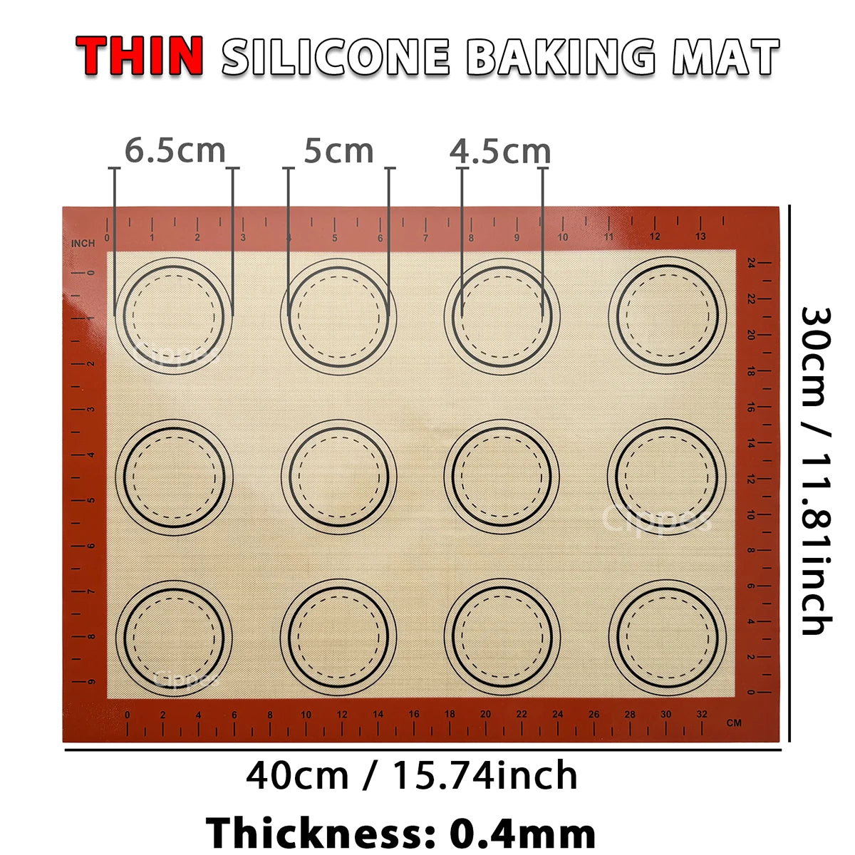 Cippes Reusable Silicone Baking Mat Nonstick Heat Resistant Sheet