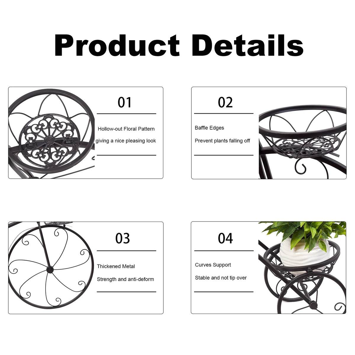 Wisfor 3 Tier Iron Bicycle Plant Stand Indoor Outdoor