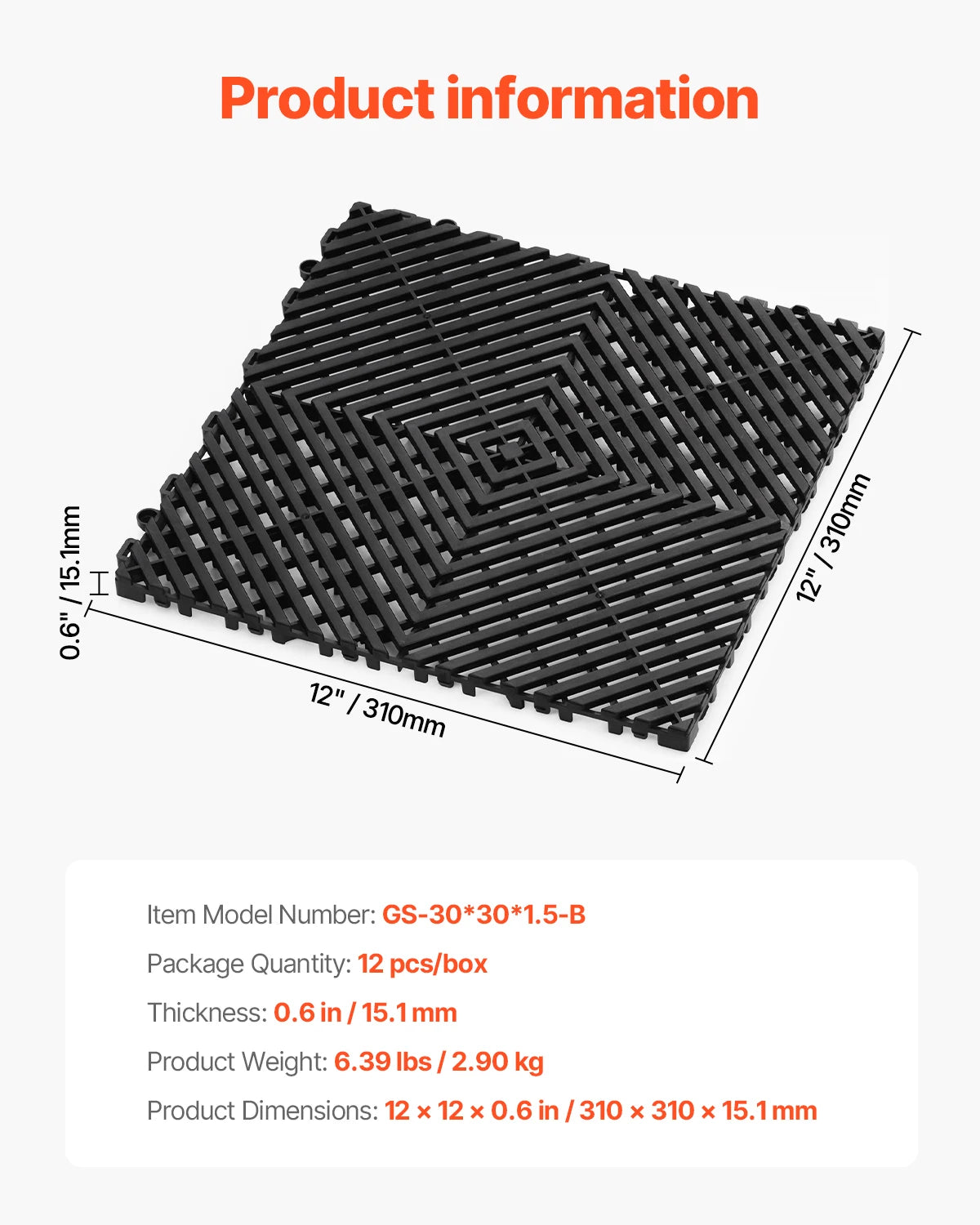 SucceBuy Interlocking Non-Slip Drainage Floor Mat Tiles