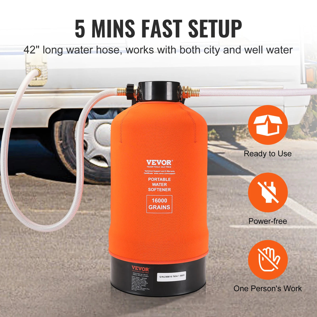 SucceBuy Portable RV Water Softener System For Cleaner Softer Water