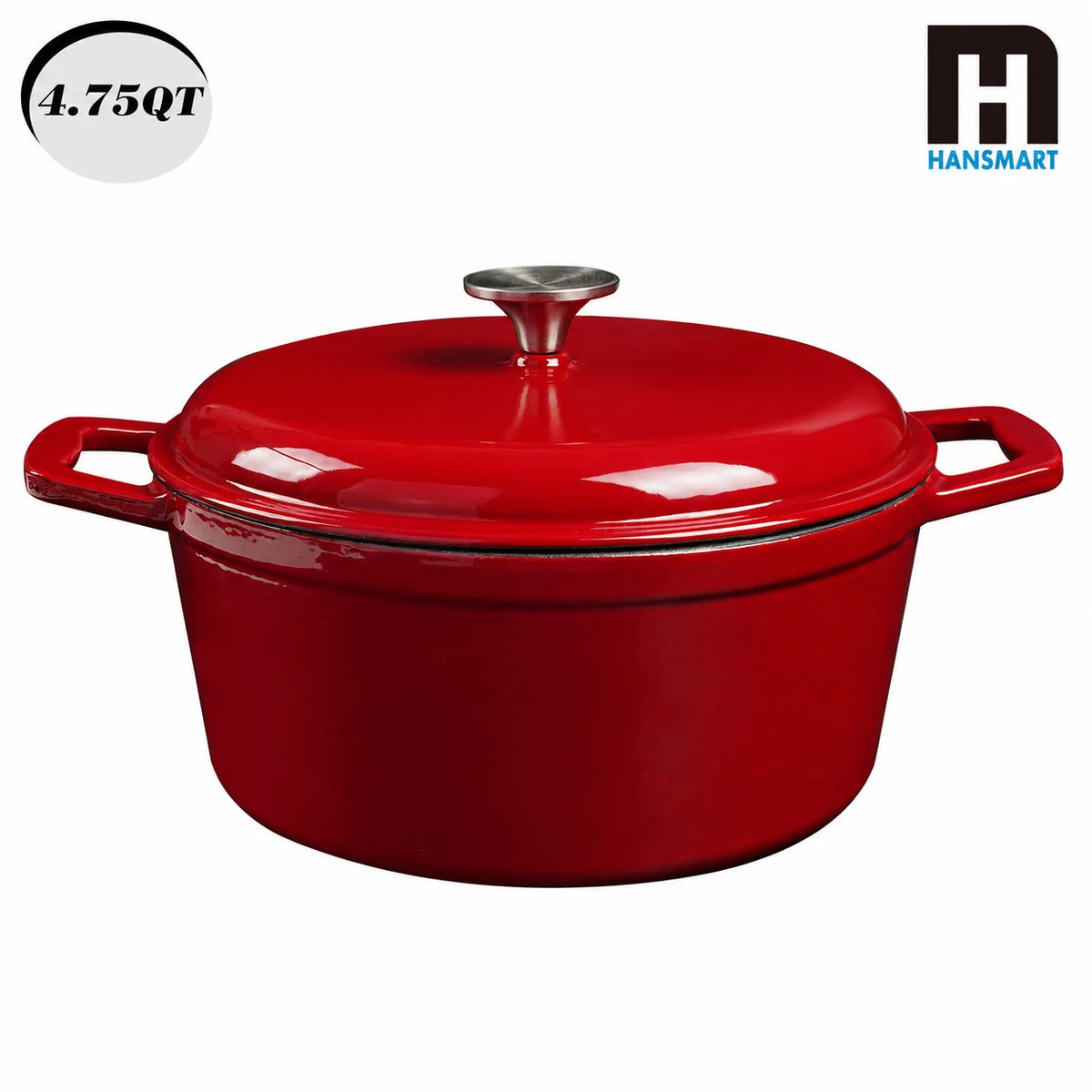 HANSMART Enameled Cast Iron Dutch Oven For Baking And Roasting