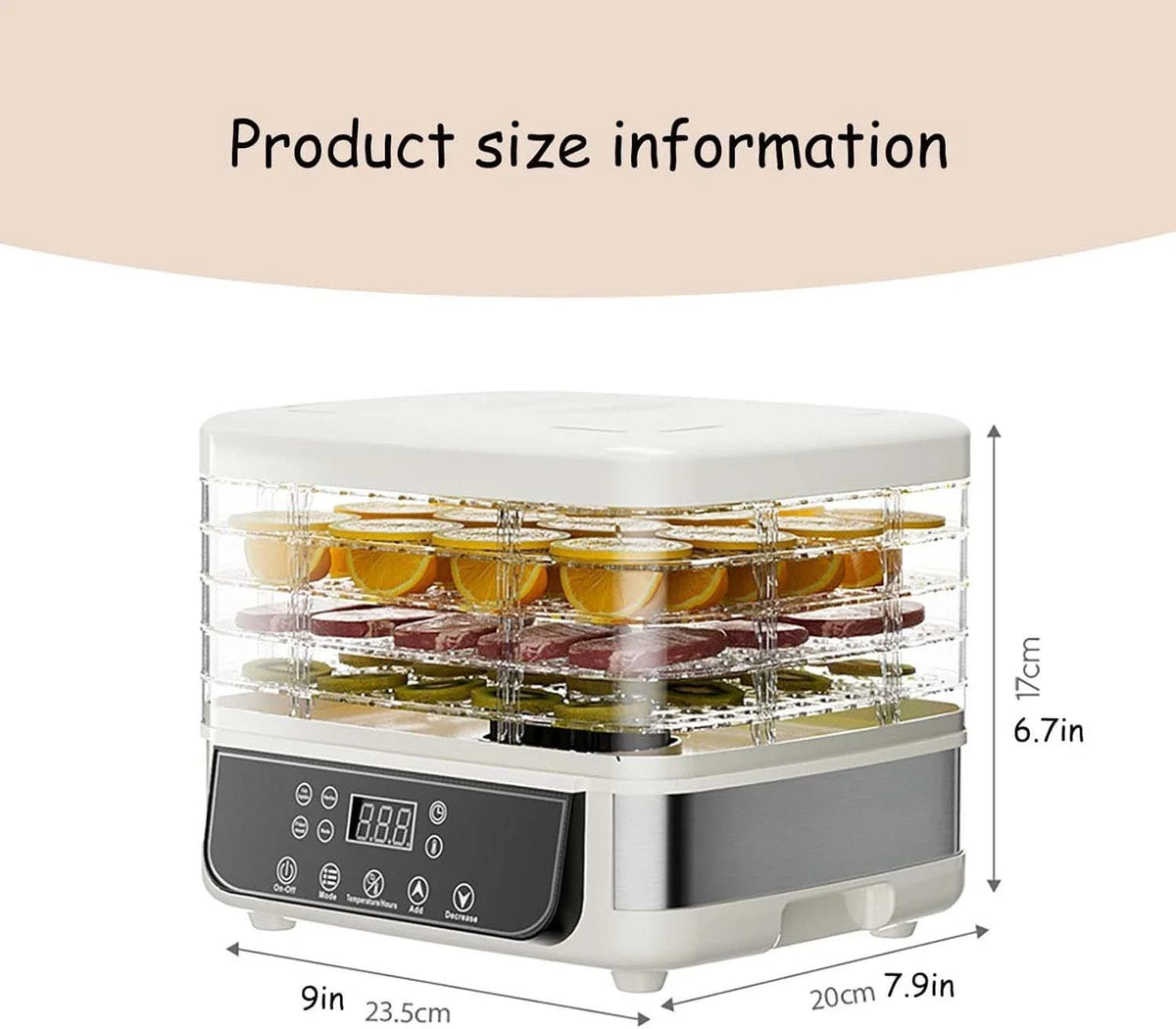 5 Layer Food Dryer Fruit Vegetable Dehydrator Touch Control