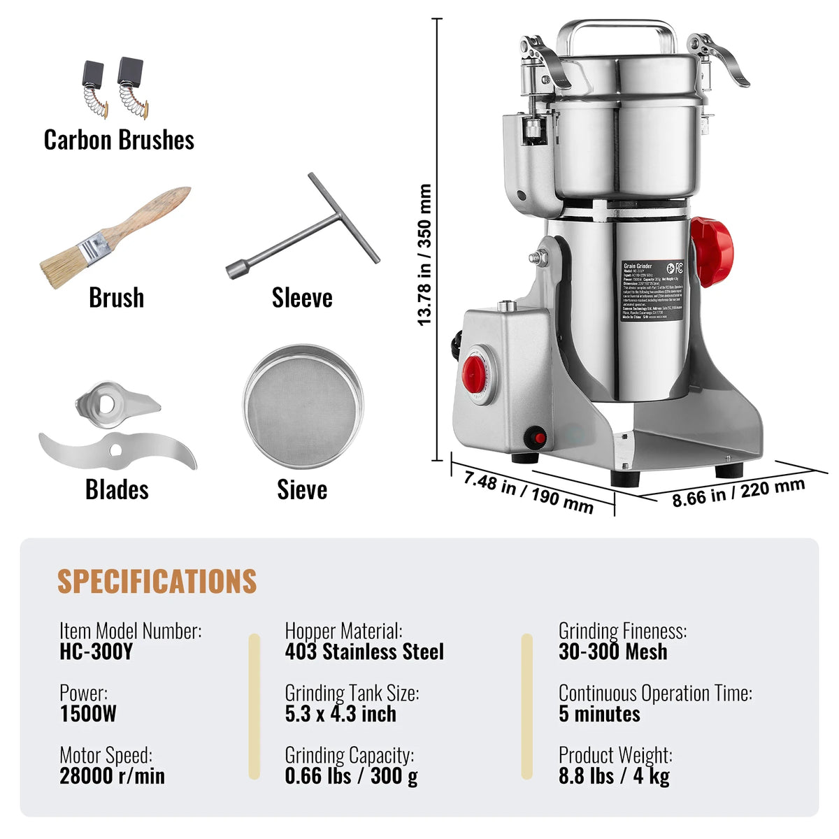 SucceBuy Commercial Electric Grain And Spice Mill Grinder