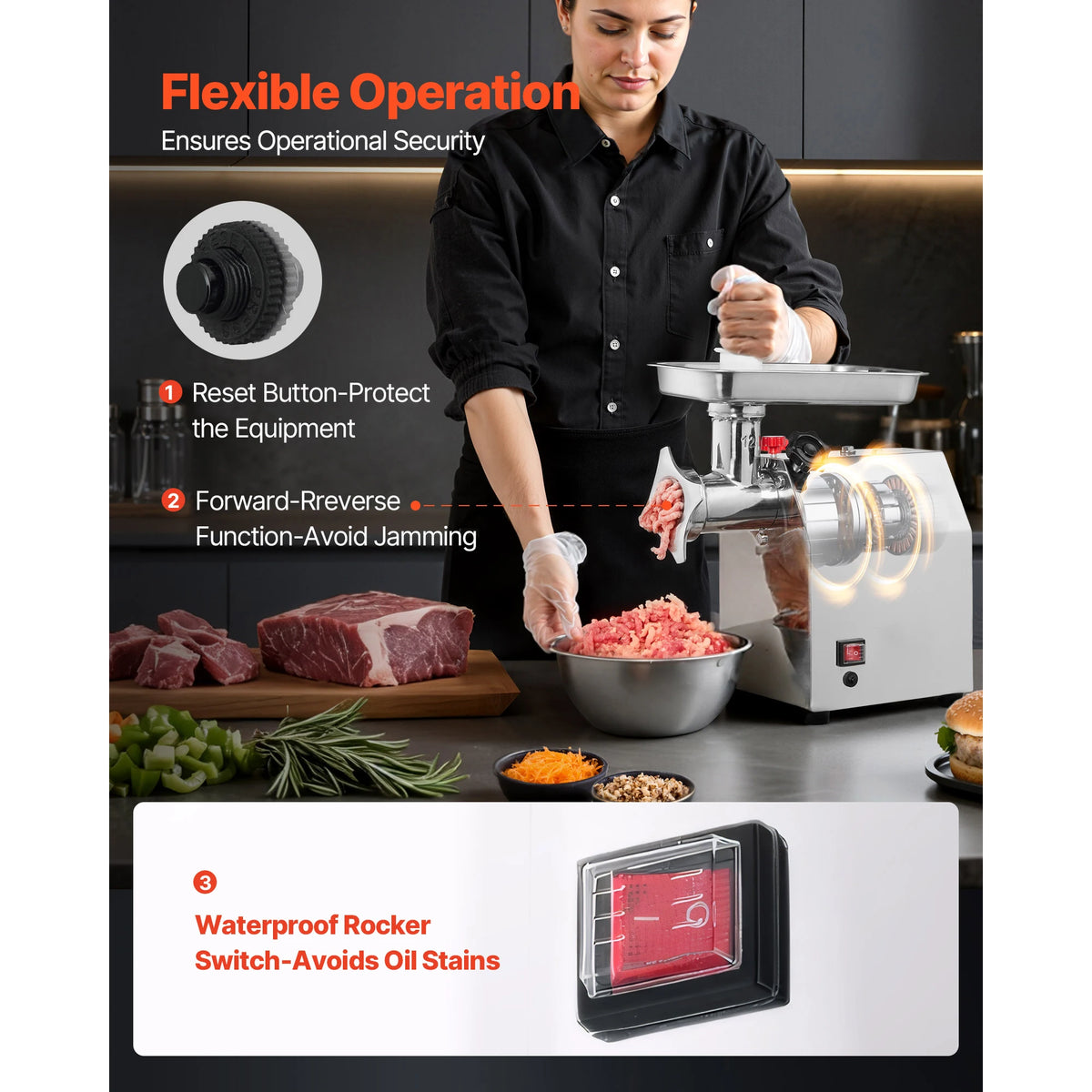 Succebuy Commercial Electric Meat Grinder With Industrial Steel Plates