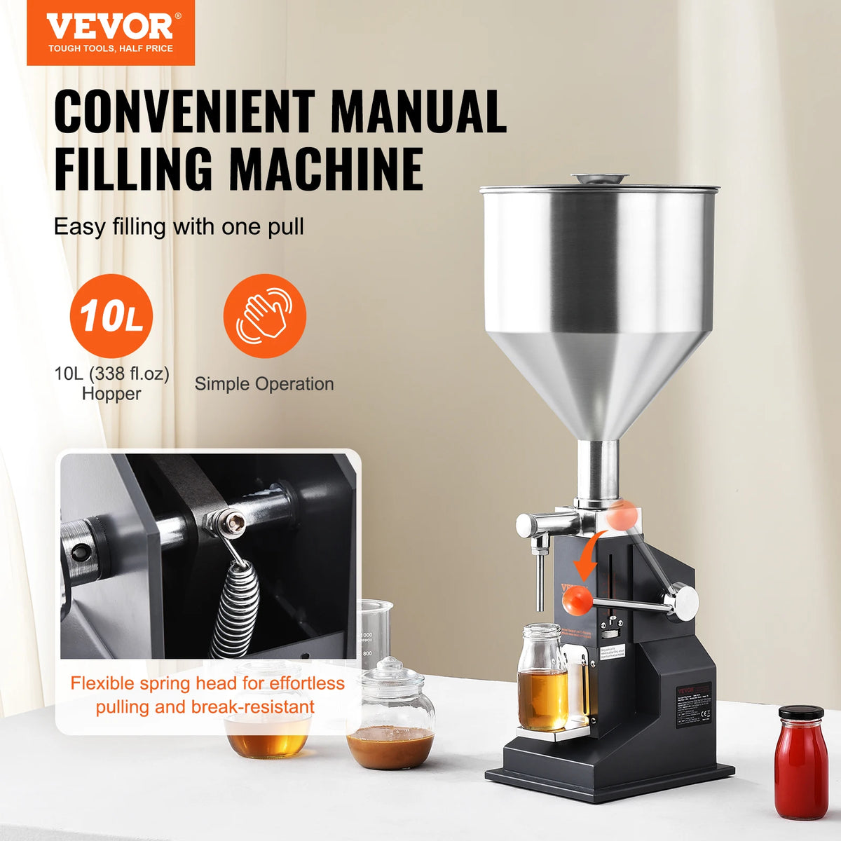 VEVOR Manual Liquid Filling Machine With Stainless Steel Hopper
