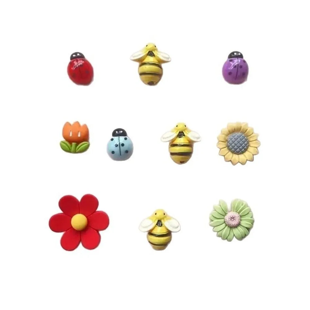 Ten Piece Resin Fridge Magnets Garden Theme For Home Decor
