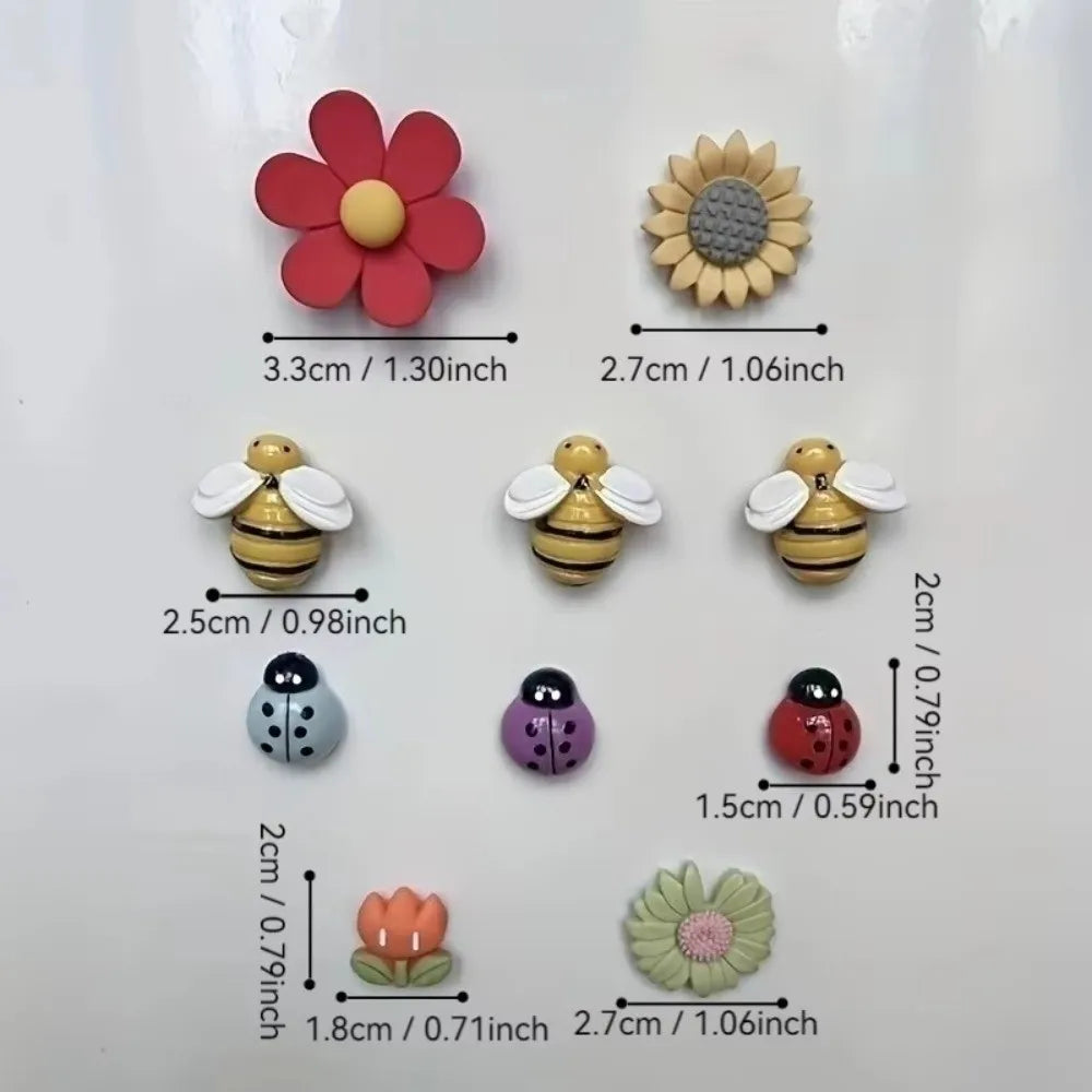 Ten Piece Resin Fridge Magnets Garden Theme For Home Decor