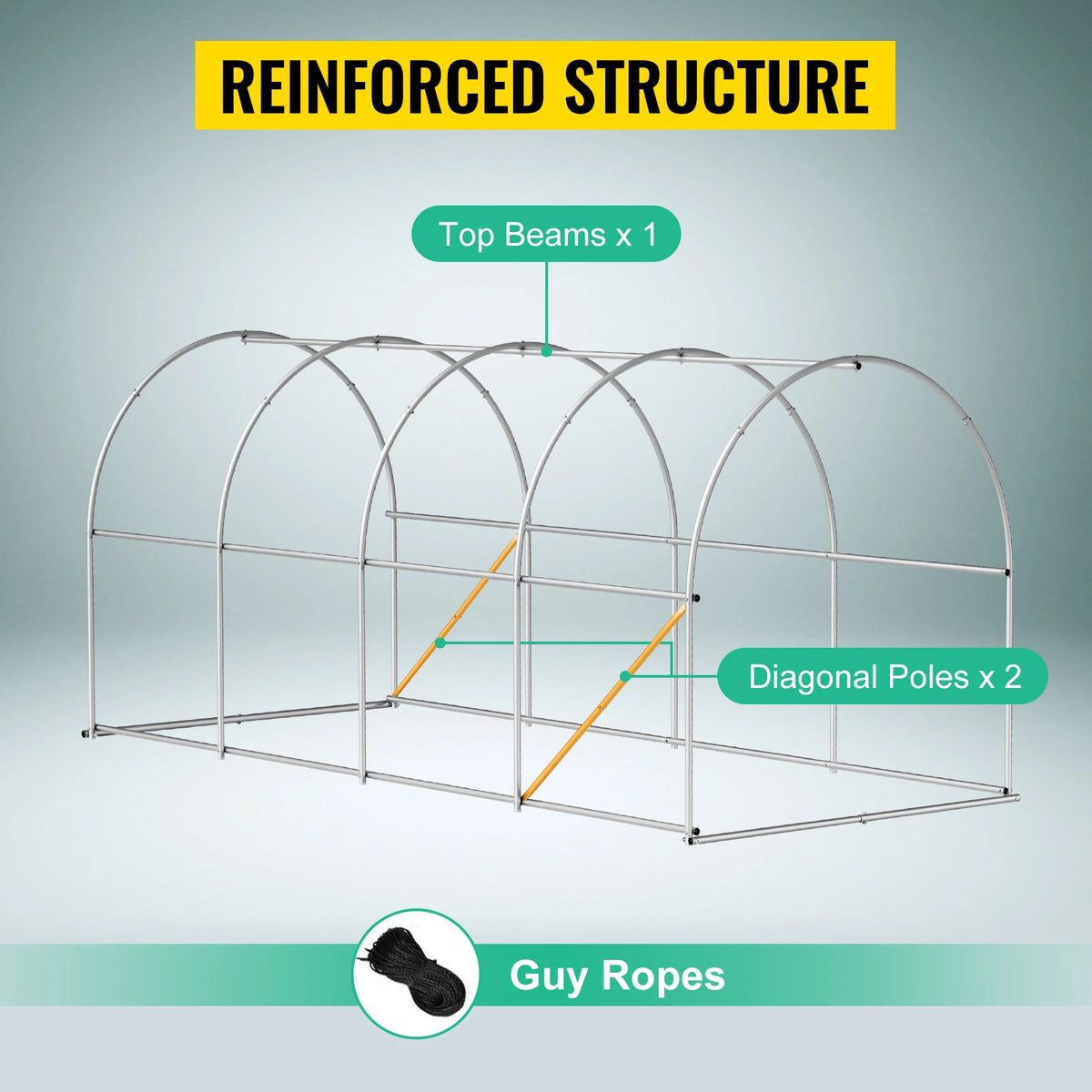 SucceBuy Walk-in Tunnel Greenhouse Galvanized Frame Waterproof Cover