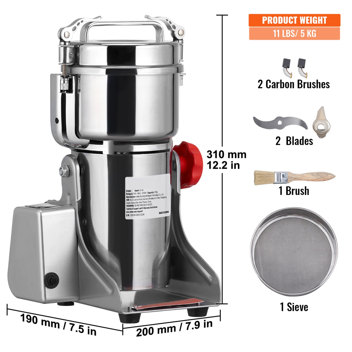 SucceBuy Commercial Electric Grain And Spice Mill Grinder