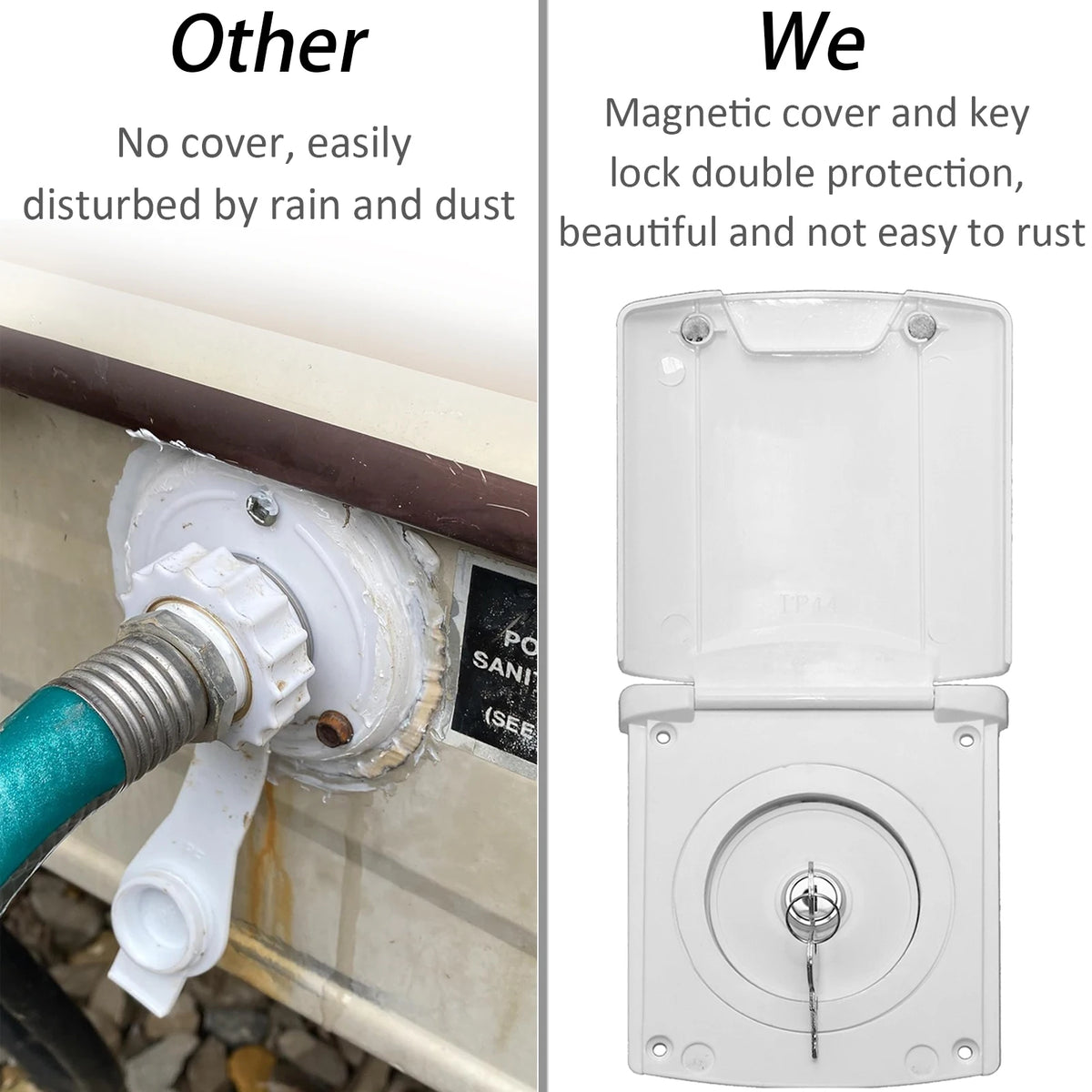 HWHongRV RV Water Inlet With Cover And Magnetic Locking Cap