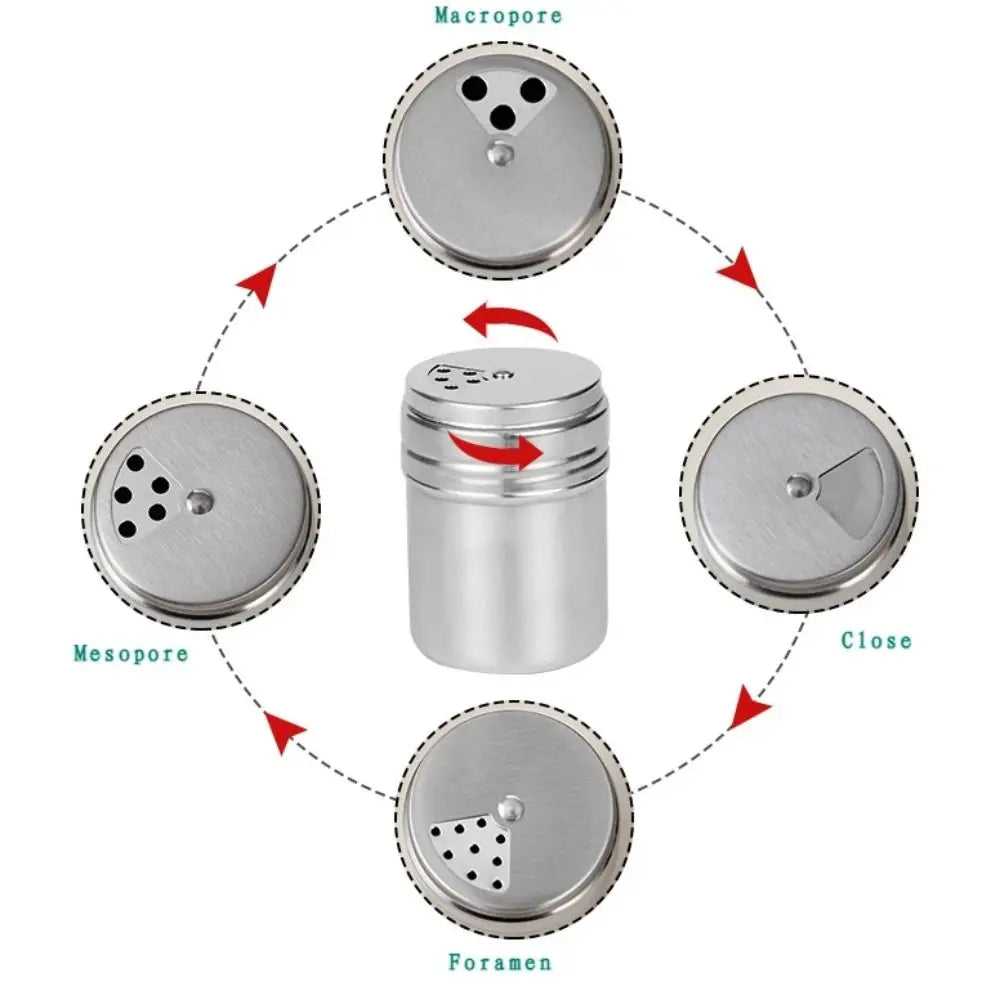 Stainless Steel Spice Jar With Secure Rotating Lid For Kitchen