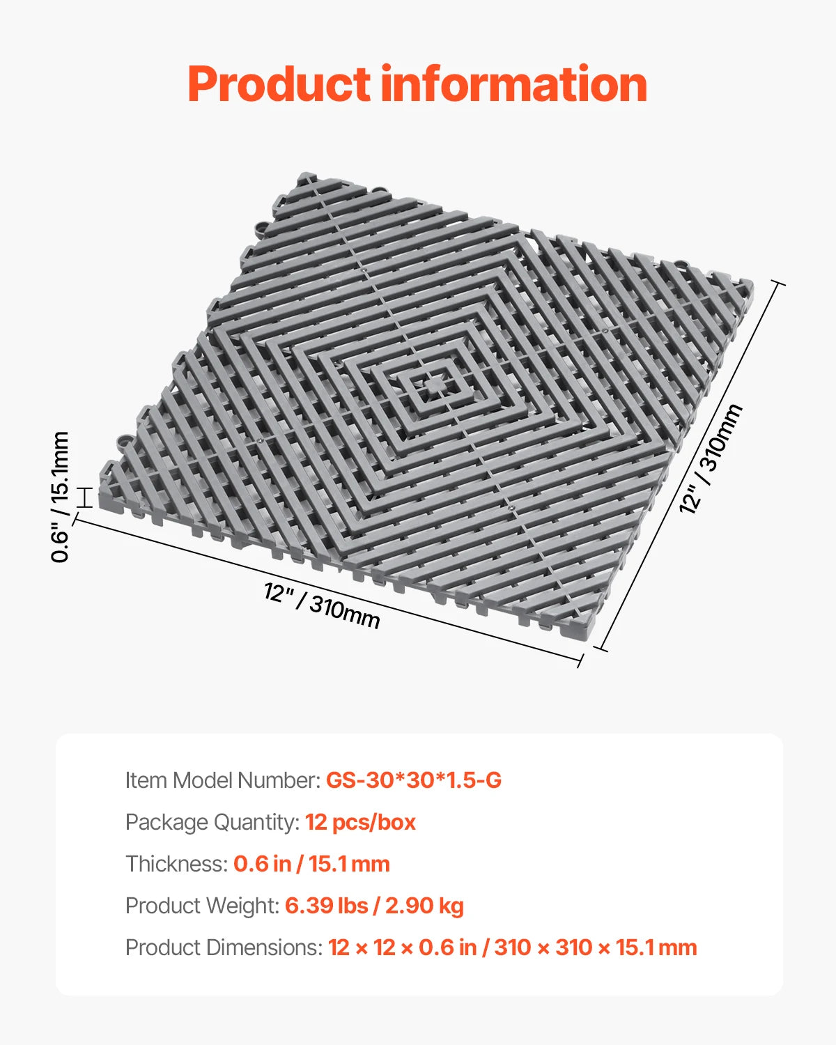 SucceBuy Interlocking Non-Slip Drainage Floor Mat Tiles
